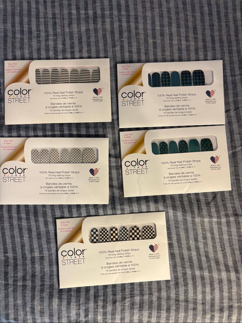 Color Street Nail Polish Strips - Black, Teal & White Patterns